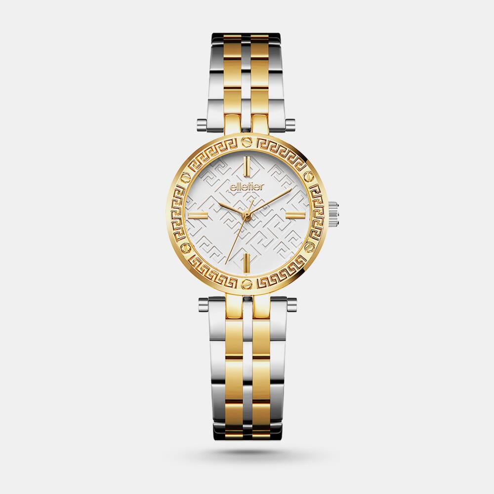 ‎ ساعة نسائية من اليتير بلون ذهبي وفضي